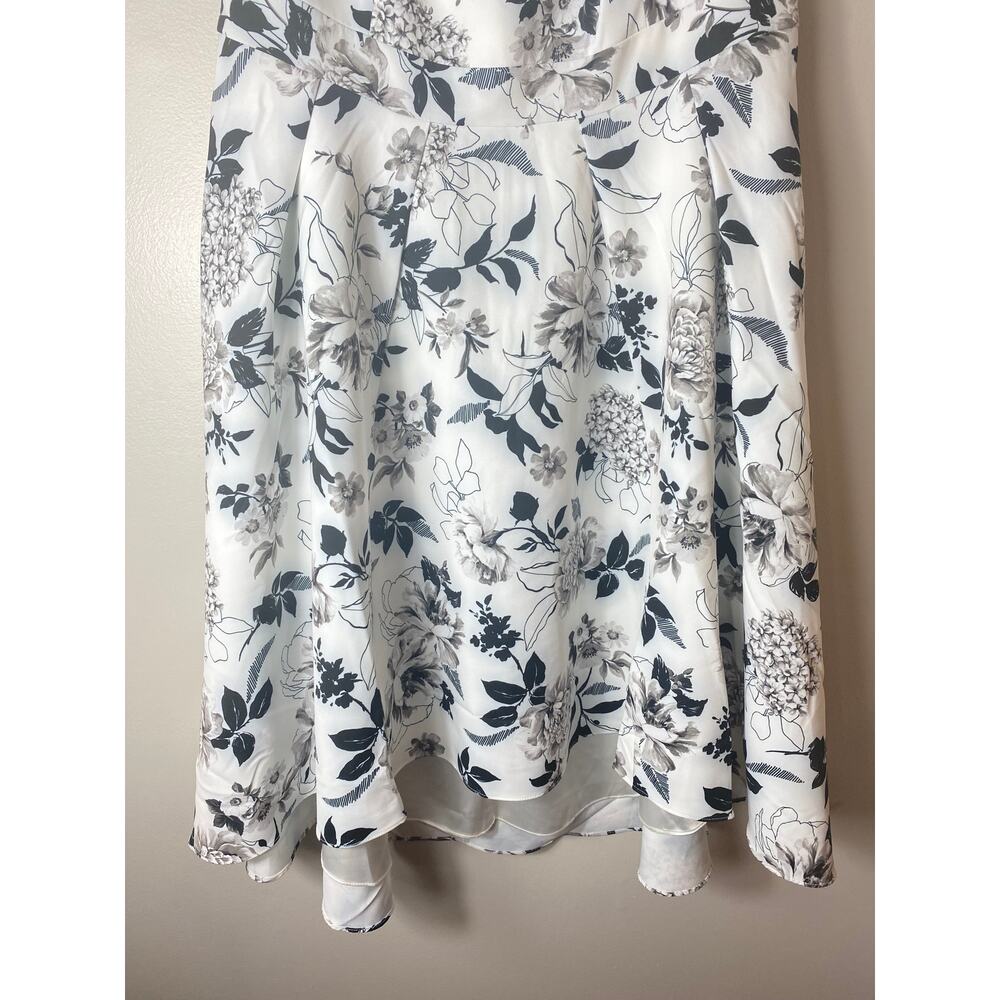 CITY CHIC DRESS 18 FLORAL BLACK WHITE FLOURISH MIDI OFF SHOULDER RUFFLED - Picture 8 of 14